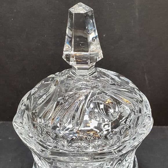 Vtg ABP Leaded Cut Crystal Lid Sugar Bowl Hobstars With Spire and Pinwheel Candy - Picture 8 of 9